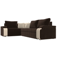 Угловой диван Николь (микровельвет коричневый бежевый) - Изображение 2